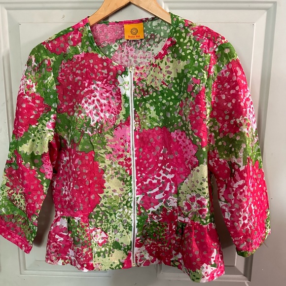 Ruby Rd women multi color blouse pink green and white size Small - Picture 9 of 9